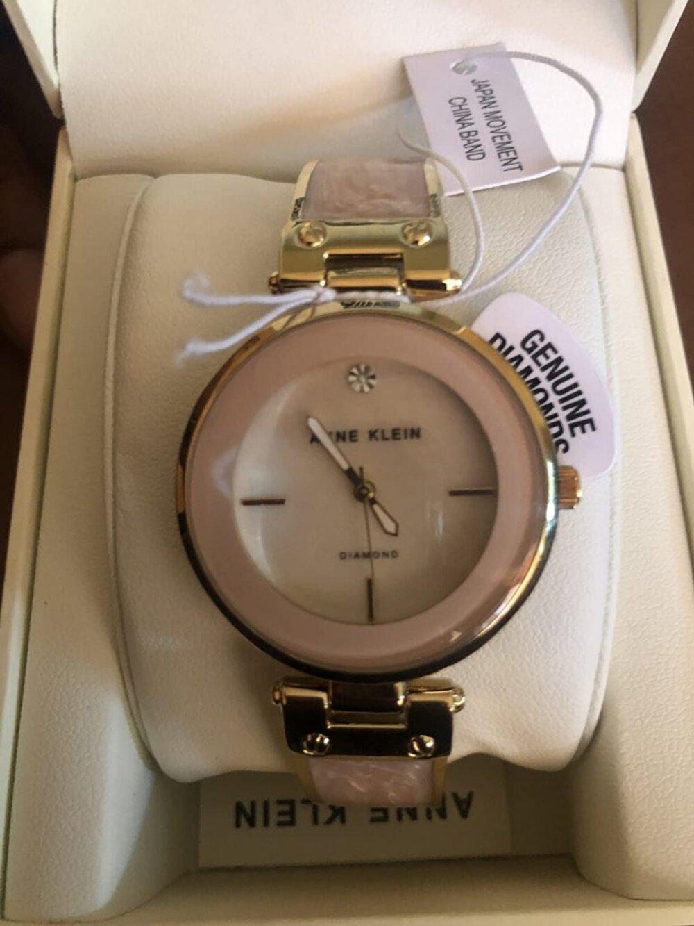 ✨ Anne Klein Genuine Diamond Dial Bangle Watch | Gold & Elegant ✨
